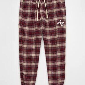 🔴 AMERICAN EAGLE Red Plaid Flannel Comfy JOGGERS Lounge Pants 🔴